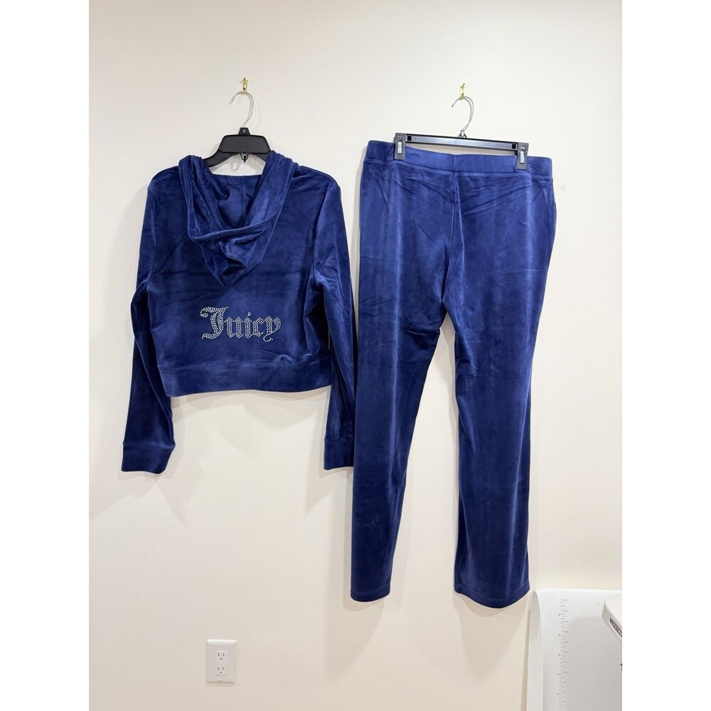 Juicy Couture Atlantis Blue Velour Tracksuit Set XL Rhinestone Y2K NWT